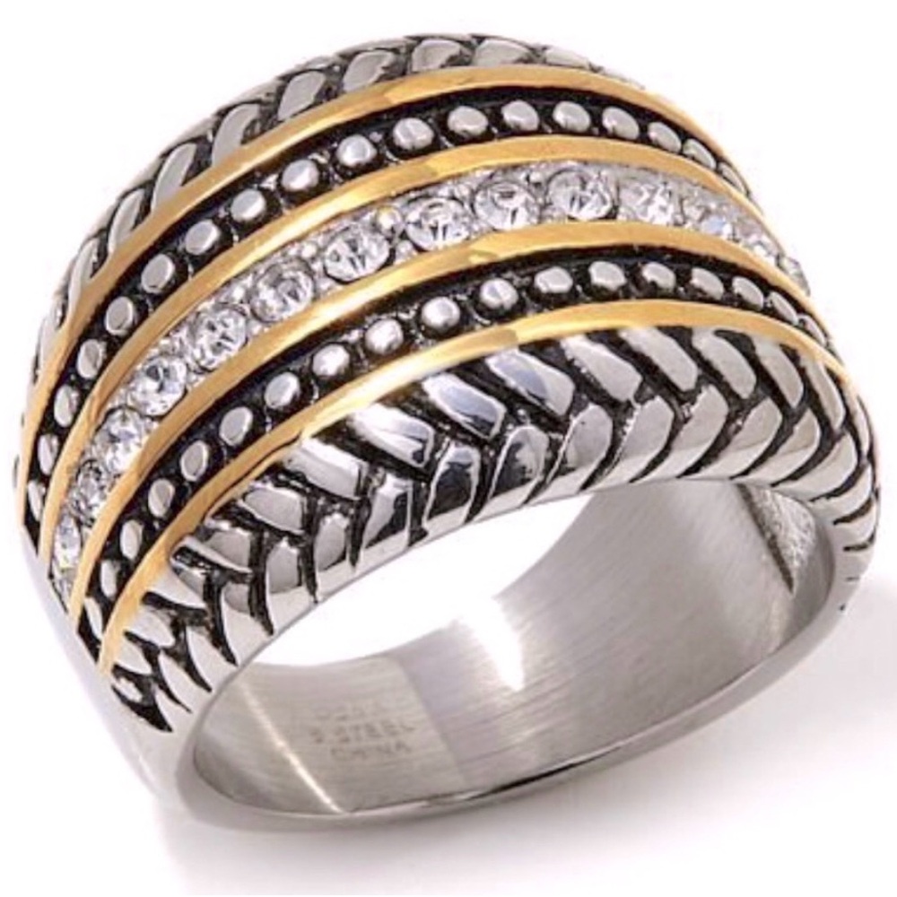 💍 Emma Skye Two-Tone Crystal Band Ring